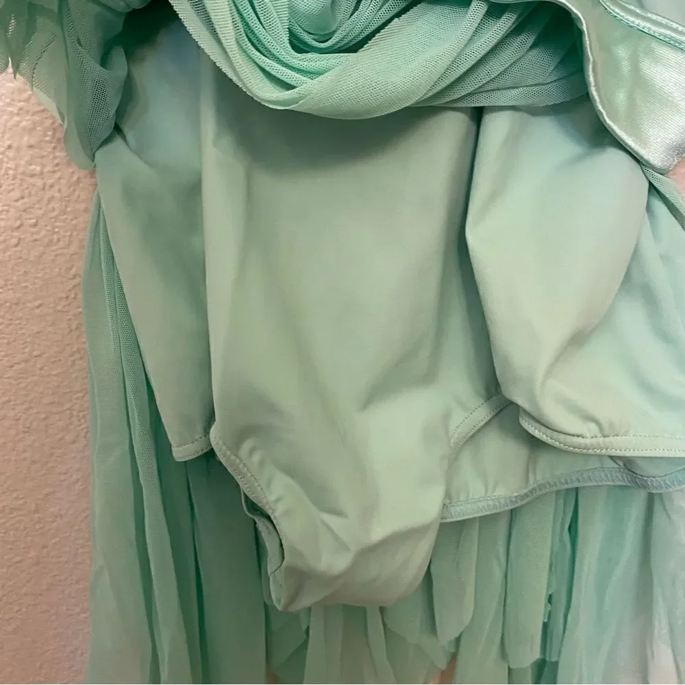 WEISSMAN Dance Costume mint aqua sequin WAITING GAME 10271 mesh cut out adult LA